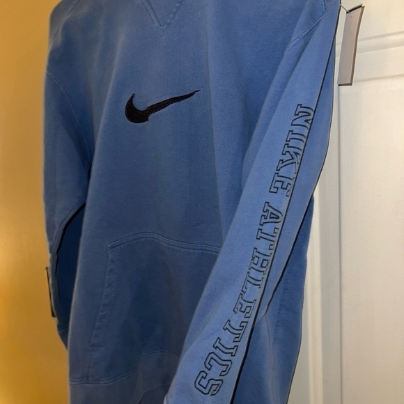 RARE COLOR VINTAGE NIKE CENTER SWOOSH MINI CAROLINA BLUE HOODIE KIDS LARGE - Picture 2 of 6